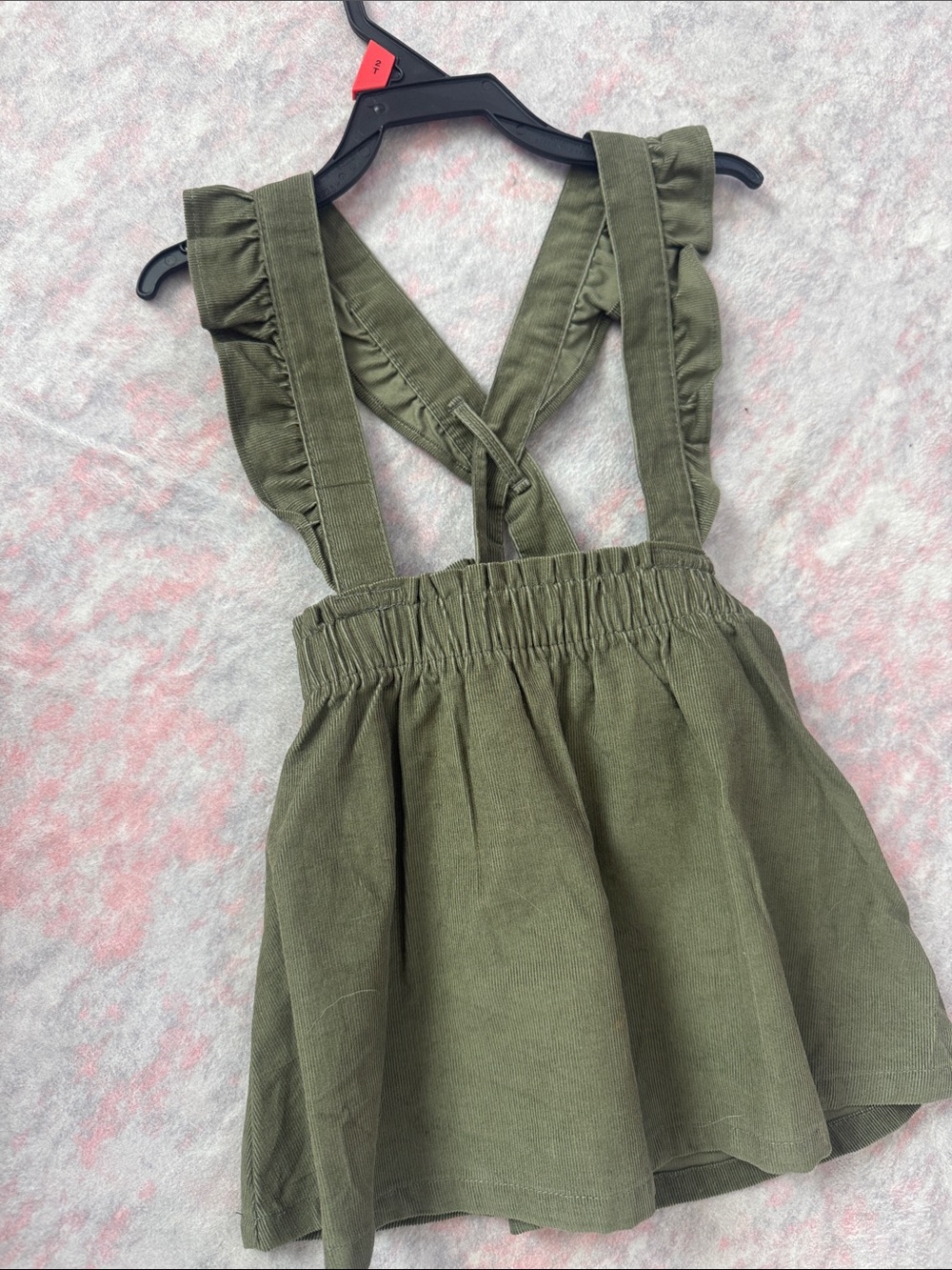 Carter's Olive Green Ruffle-Strap Skirted Suspender Dress
